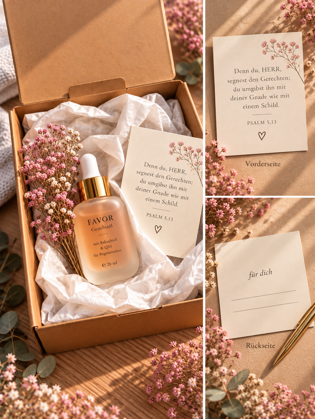 Geschenkbox mit FAVOR und Bibelvers-Karte